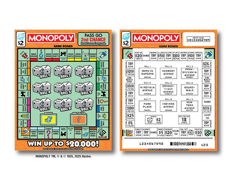 Monopoly™ Illinois scratch-off ticket