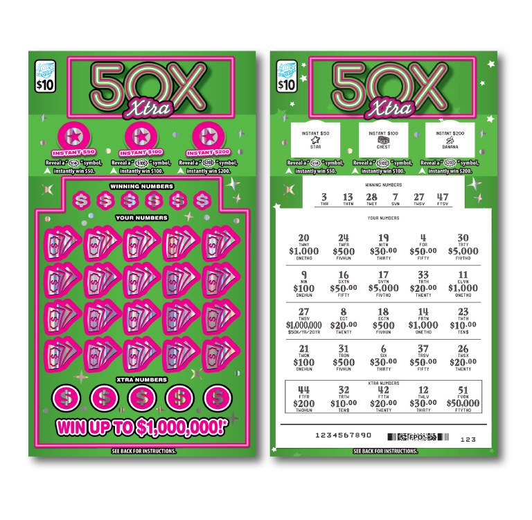 50X Xtra Illinois scratch-off ticket