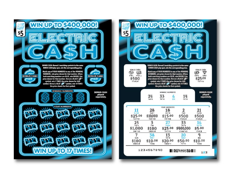 Electric Cash Illinois scratch-off ticket