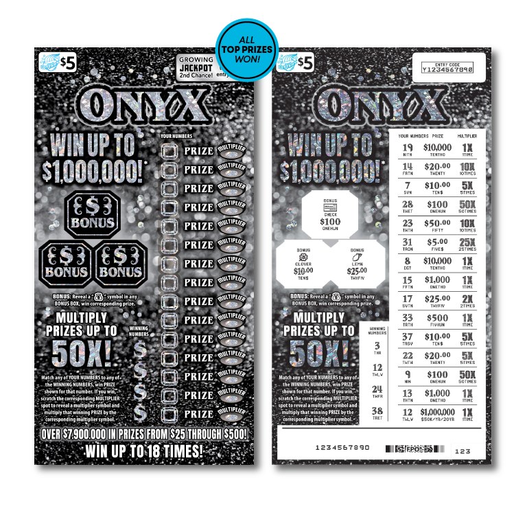 Onyx Illinois scratch-off ticket