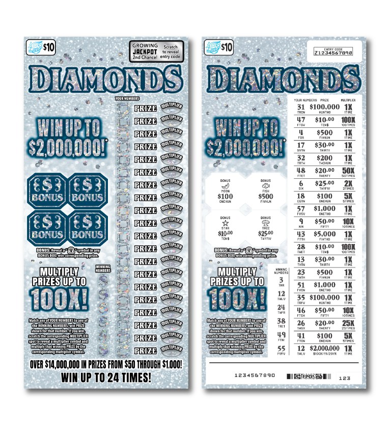 Diamonds Illinois scratch-off ticket