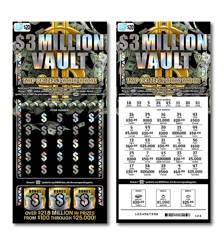 $3 Million Vault Illinois scratch-off ticket