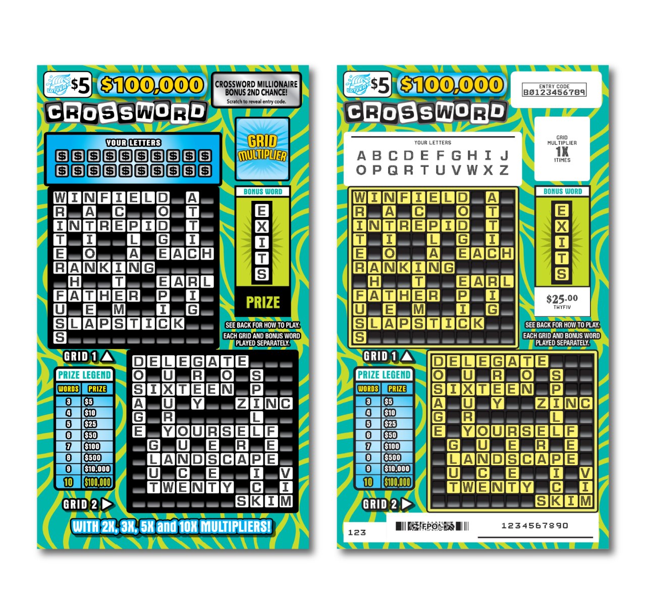 $100,000 Crossword Illinois scratch-off ticket