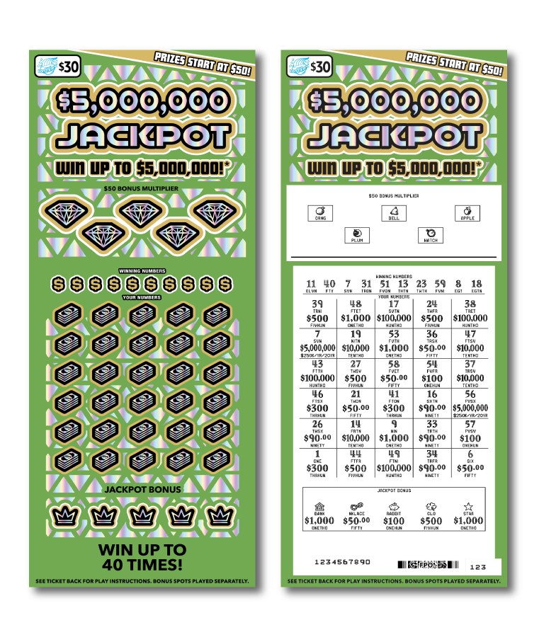 $5,000,000 Jackpot Illinois scratch-off ticket