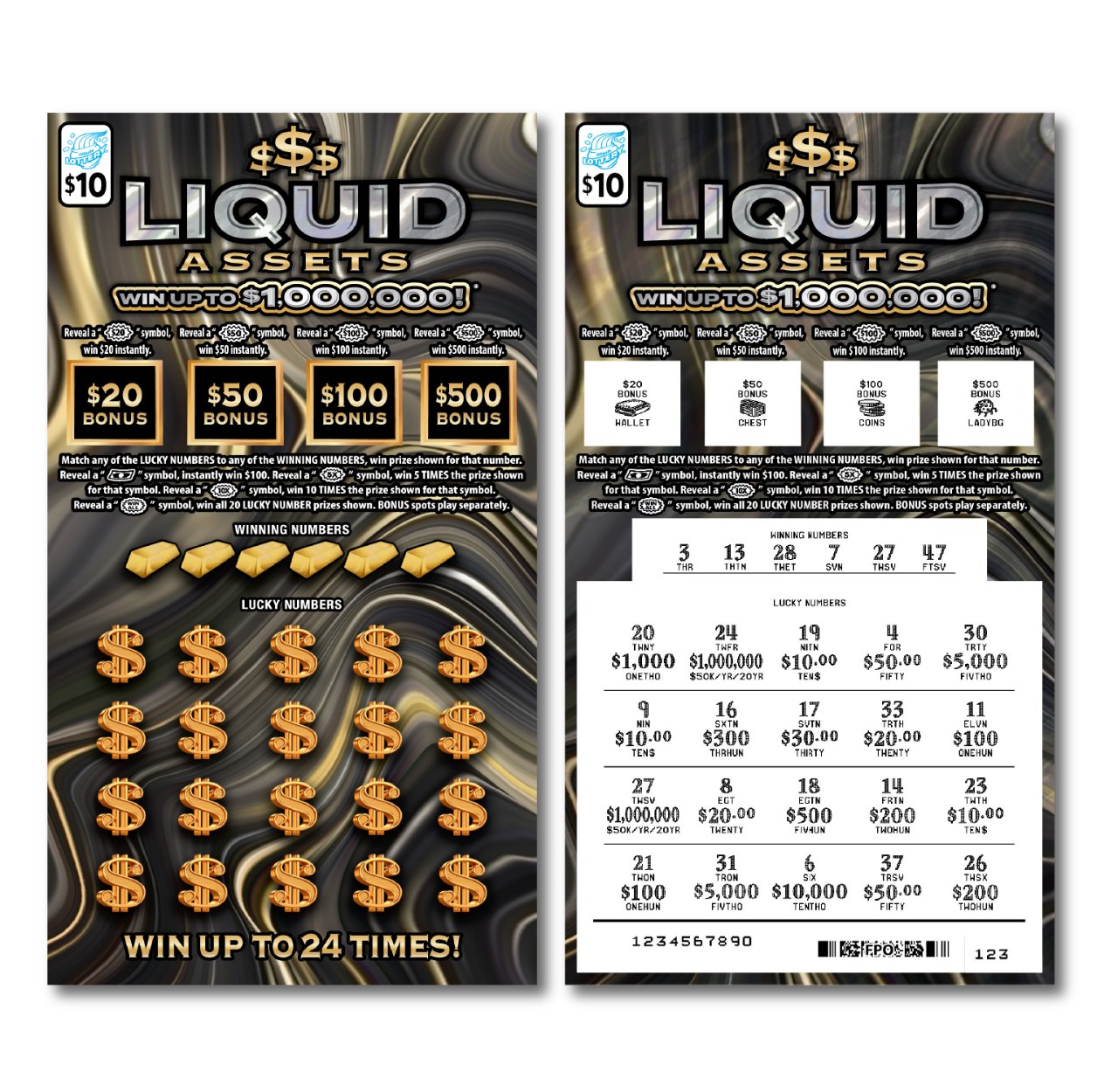 Liquid Assets Illinois scratch-off ticket