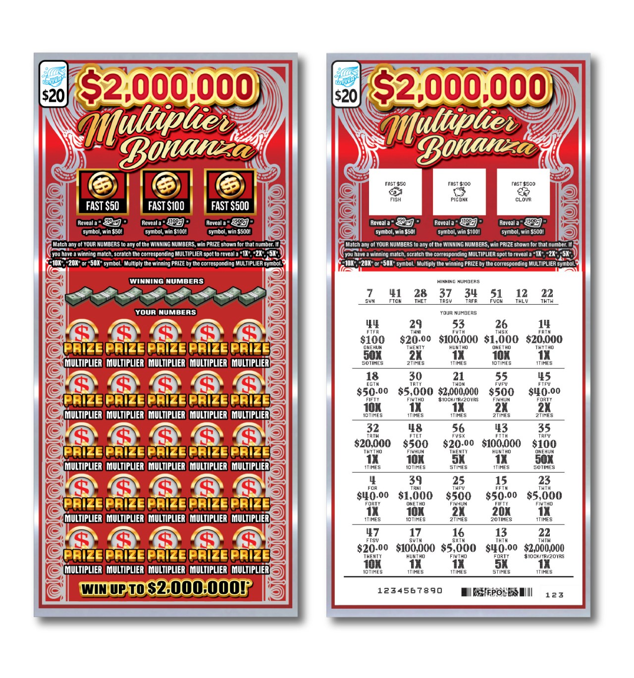 $2,000,000 Multiplier Bonanza Illinois scratch-off ticket