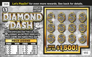 Diamond Dash Kansas scratch-off ticket