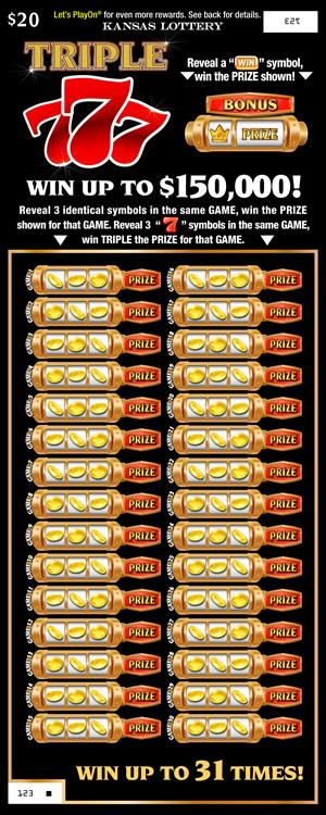 Triple 777 Kansas scratch-off ticket