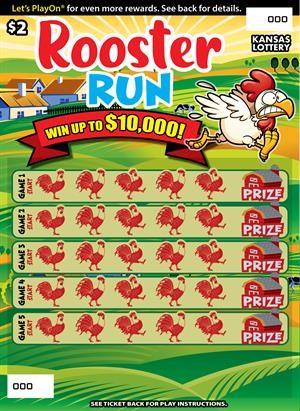 Rooster Run Kansas scratch-off ticket
