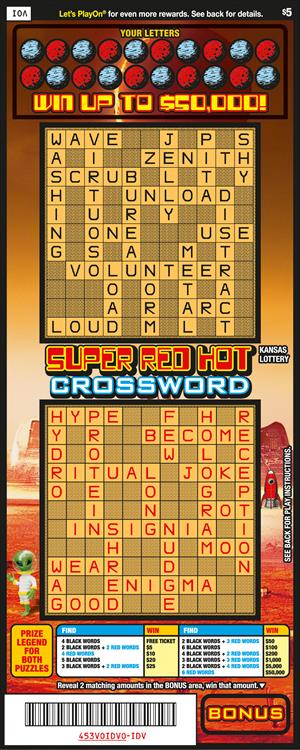 Super Red Hot Crossword Kansas scratch-off ticket