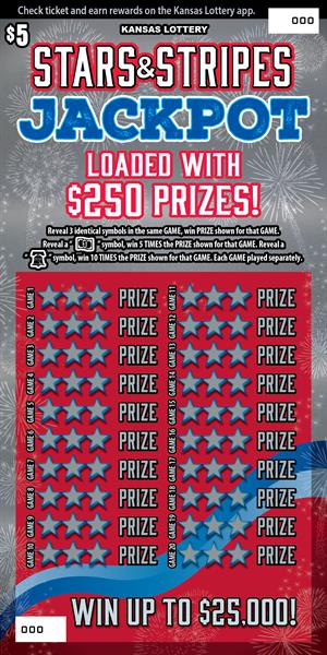 Stars & Stripes Jackpot Kansas scratch-off ticket