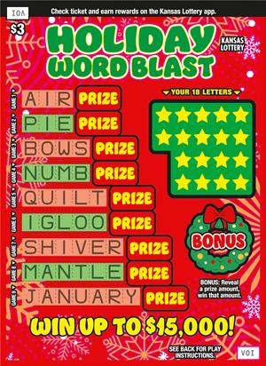 Word Blast Series Kansas scratch-off ticket