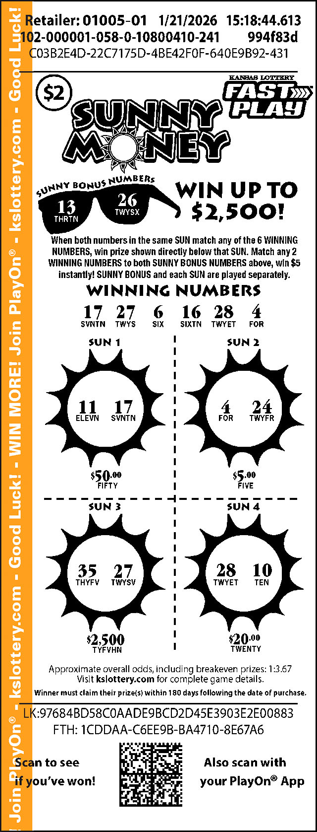 Sunny Money Kansas Fast Play game