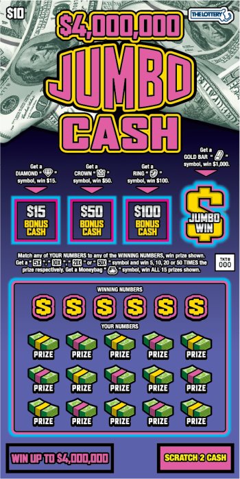 $4,000,000 Jumbo Cash Massachusetts scratch-off ticket