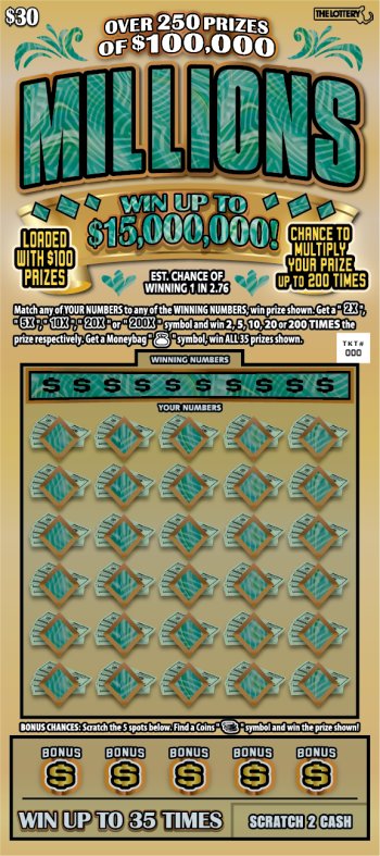 Millions Massachusetts scratch-off ticket