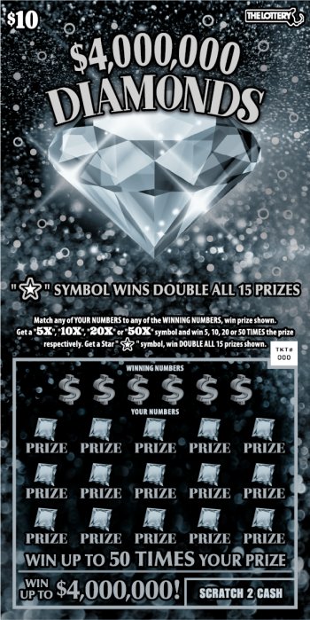 $4,000,000 Diamonds Massachusetts scratch-off ticket