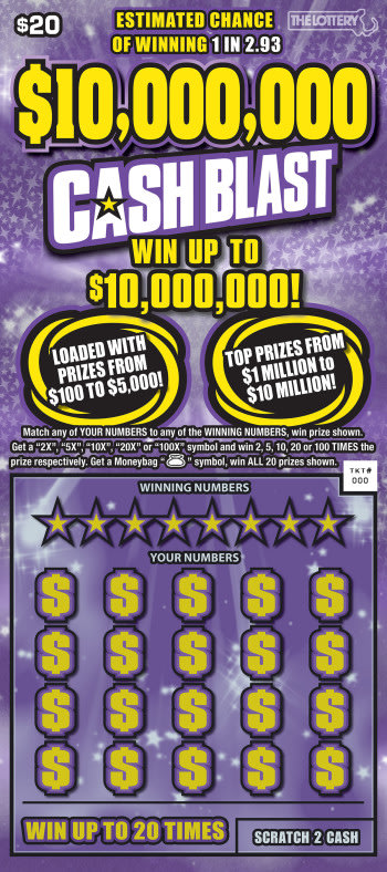 $10,000,000 Cash Blast Massachusetts scratch-off ticket