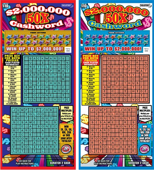 $2,000,000 50X Cashword 2024 Massachusetts scratch-off ticket