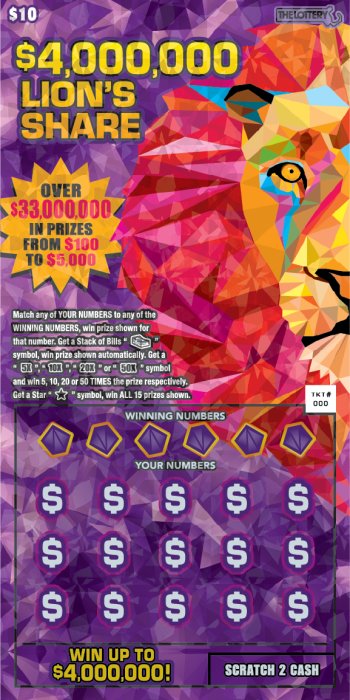 $4,000,000 Lion’s Share Massachusetts scratch-off ticket