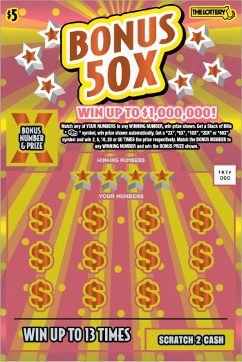 Bonus 50X Massachusetts scratch-off ticket