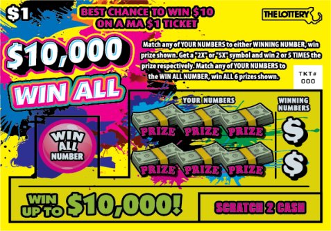 $10,000 Win All Massachusetts scratch-off ticket