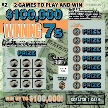 $100,000 Winning 7s Massachusetts scratch-off ticket