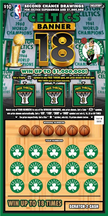Celtics Banner 18 Massachusetts scratch-off ticket