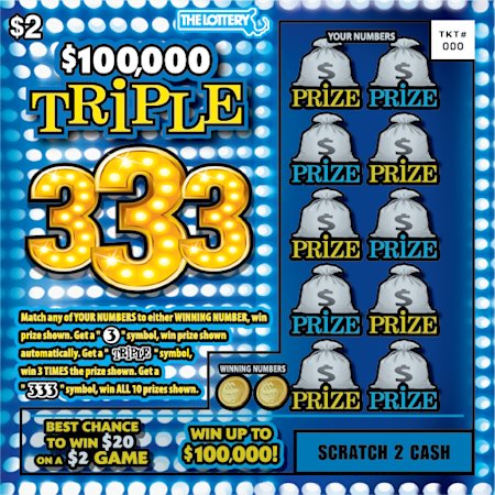 $100,000 Triple 333 Massachusetts scratch-off ticket