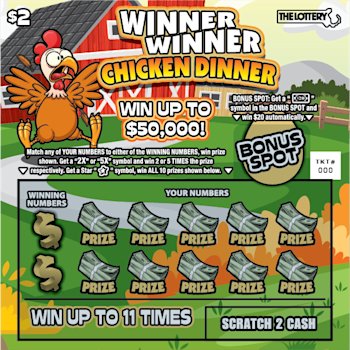 Winner Winner Chicken Dinner Massachusetts scratch-off ticket