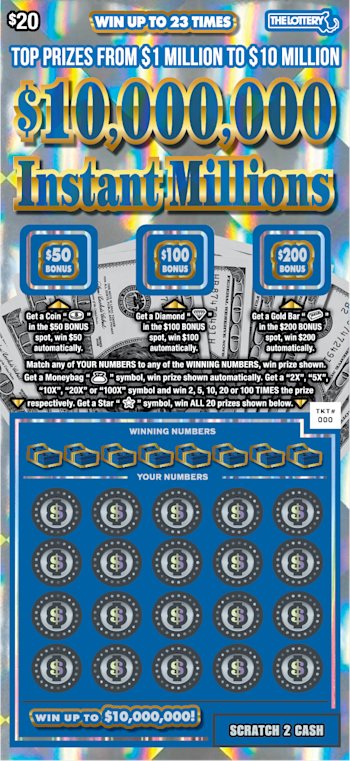 $10,000,000 Instant Millions Massachusetts scratch-off ticket