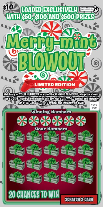 Merry-mint Blowout Massachusetts scratch-off ticket
