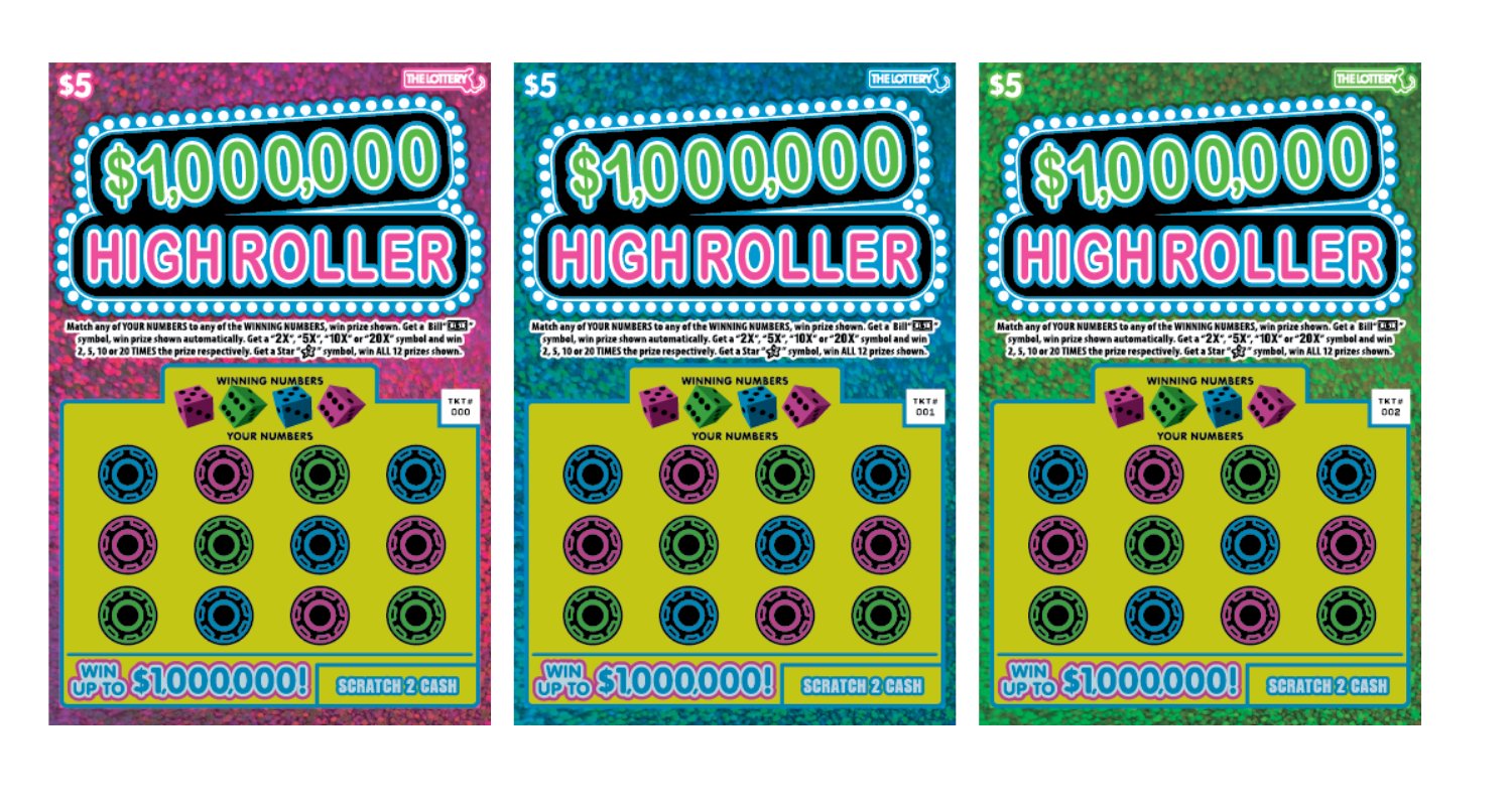 $1,000,000 High Roller Massachusetts scratch-off ticket