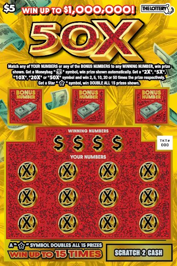 50X Massachusetts scratch-off ticket