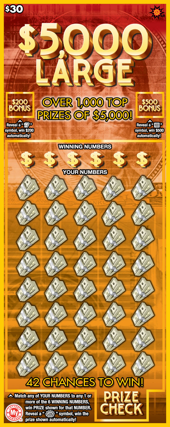 $5,000 Large Maryland scratch-off ticket