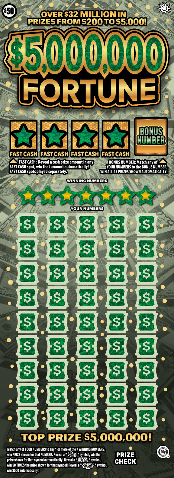 $5,000,000 Fortune Maryland scratch-off ticket