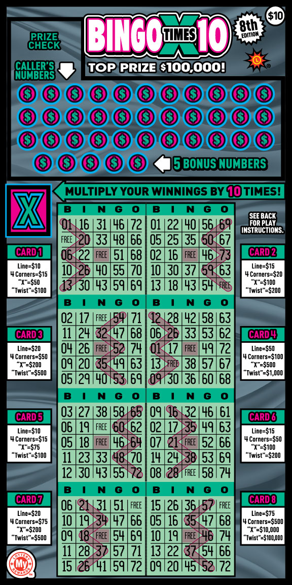 Bingo X10 Maryland scratch-off ticket