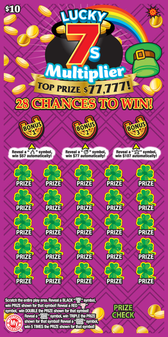 Lucky 7s Multiplier Maryland scratch-off ticket