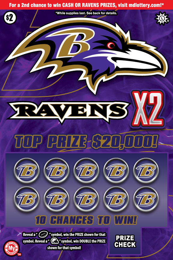 Ravens X2 Maryland scratch-off ticket