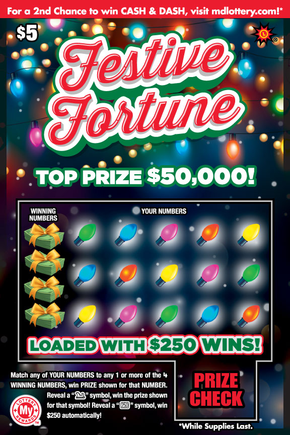 Festive Fortune Maryland scratch-off ticket
