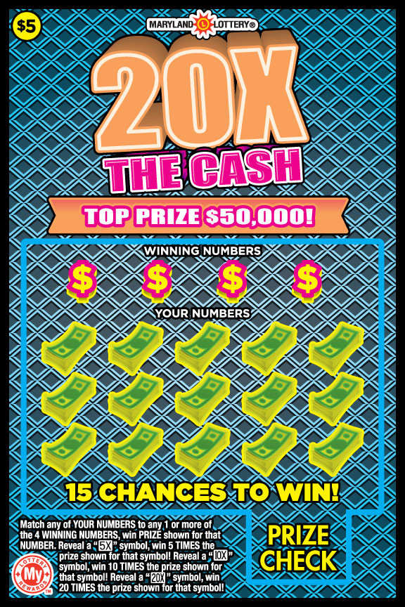 20X The Cash Maryland scratch-off ticket