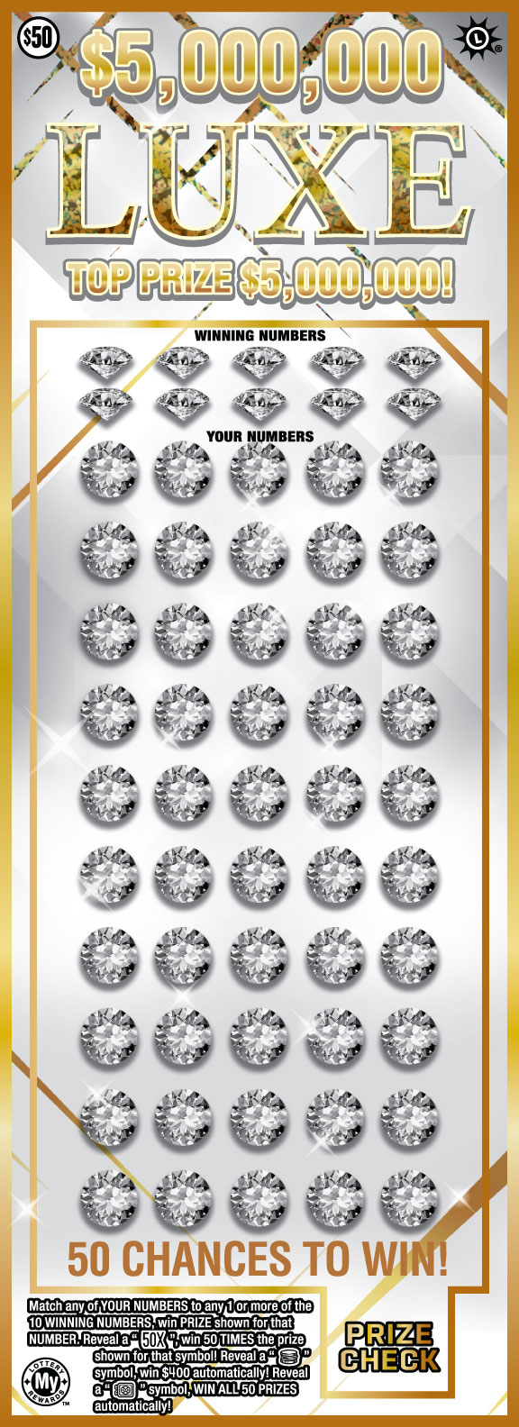 $5,000,000 Luxe Maryland scratch-off ticket