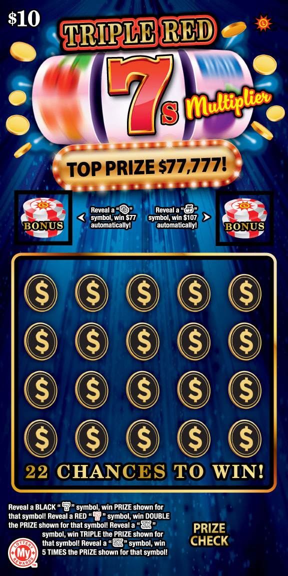 Triple Red 7s Multiplier Maryland scratch-off ticket