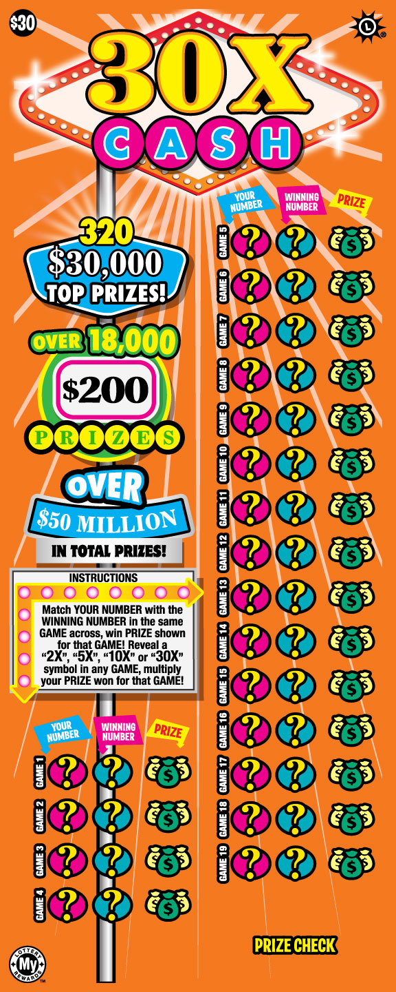 Scratch Level 30X Cash — $30 Maryland Scratch-Off: Prizes Remaining