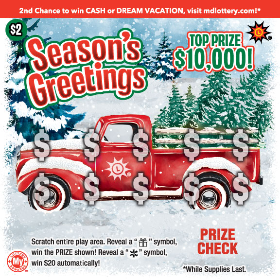 Season's Greetings Maryland scratch-off ticket