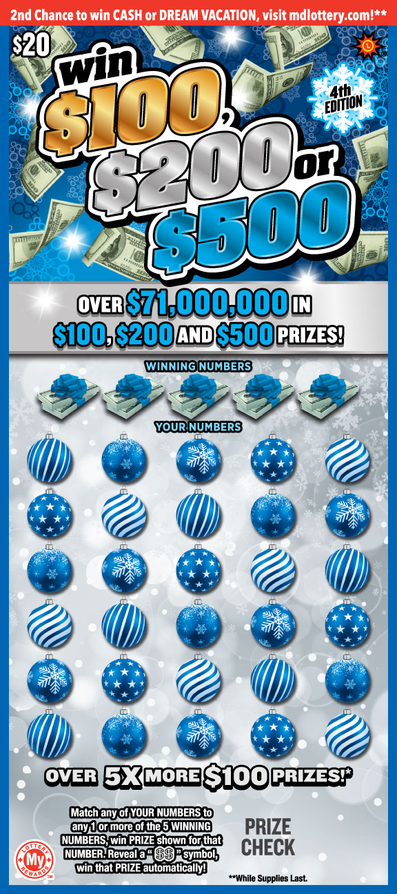 Win $100, $200 Or $500 Maryland scratch-off ticket