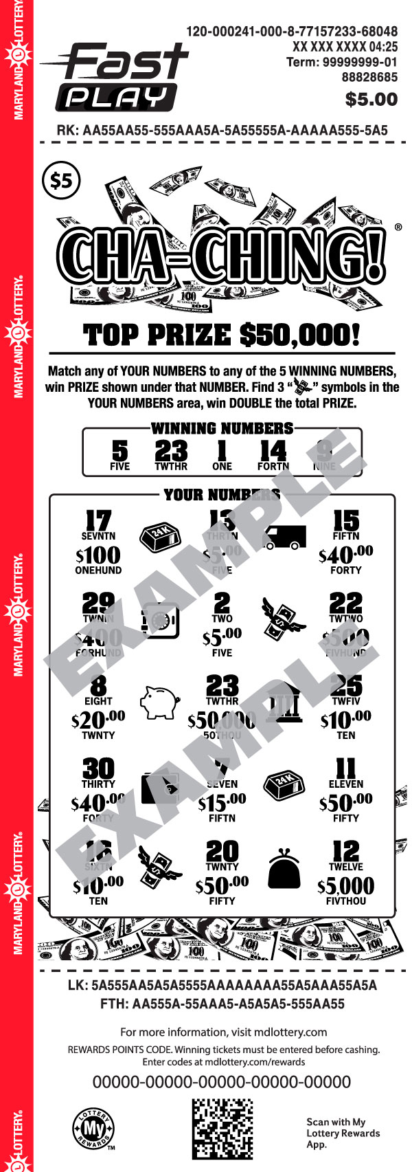 Cha-ching!® Maryland Fast Play game