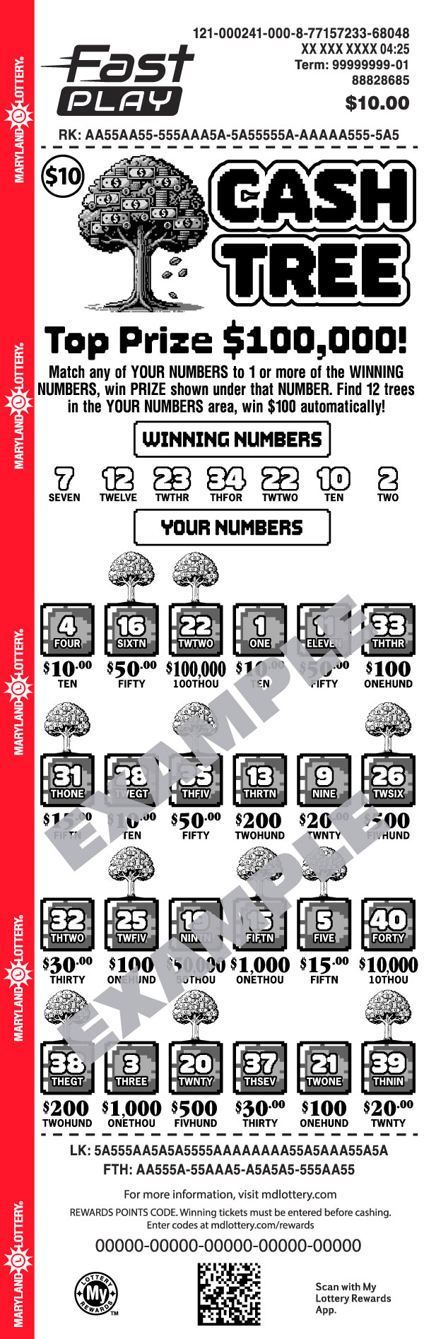 Cash Tree Maryland Fast Play game
