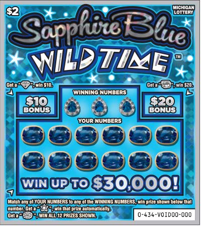 Sapphire Blue Wild Time Michigan scratch-off ticket