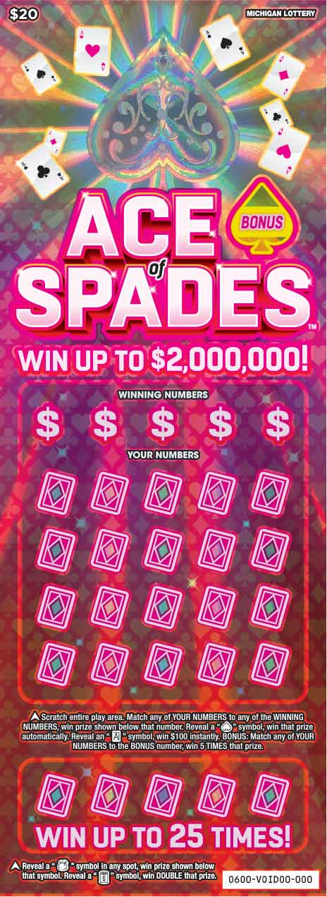 Ace Of Spades Michigan scratch-off ticket