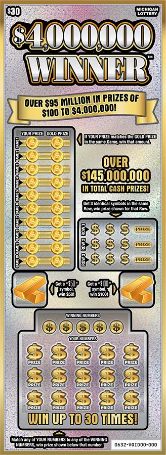 $4,000,000 Winner Michigan scratch-off ticket
